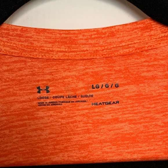 Under Armour HeatGear Heather Orange workout shirt size Large - Picture 4 of 6
